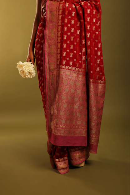 Ruby Red Khaddi Silk