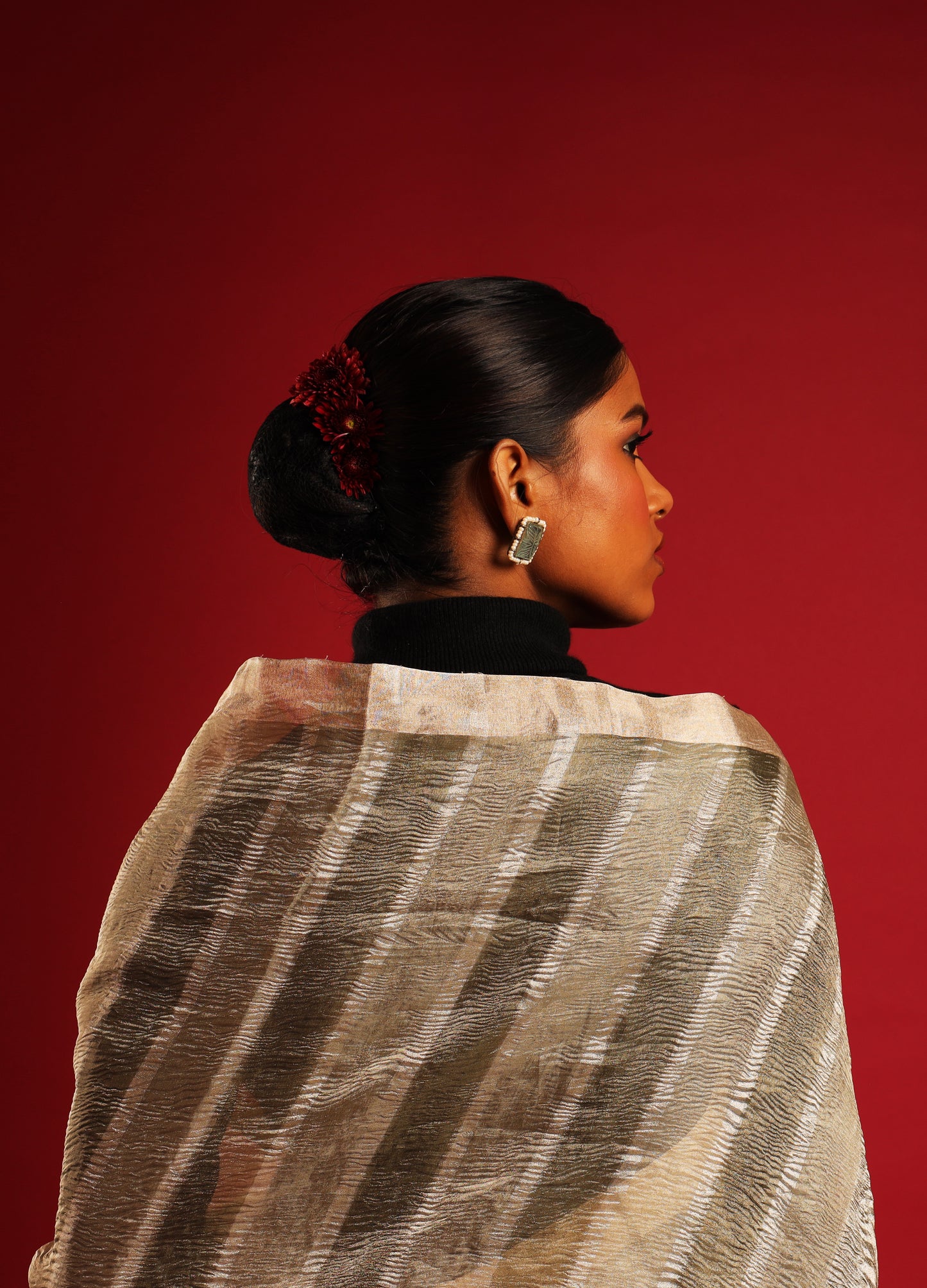 Unique Striped Sage and Pistachio Green Pure Crushed Katan Tissue Banarasi Saree